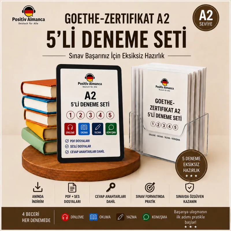 Goethe A2 Almanca 5’li Deneme Seti – PDF ve Ses Dosyaları